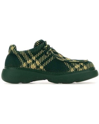 Burberry Ekd Check-Printed Lace-Up Derby Shoes - Green