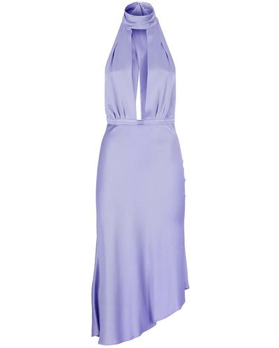 Elisabetta Franchi Satin Dress With Asymmetric Skirt - Purple