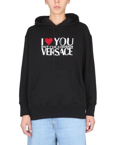 Versace Sweatshirt With I Love You Logo - Black
