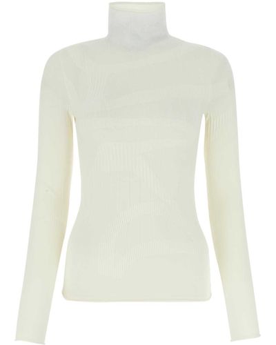 Dion Lee Ivory Stretch Wool Blend Top - White