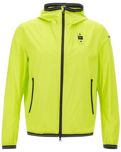 Blauer Lime Taped Windbreaker With Zip - Yellow