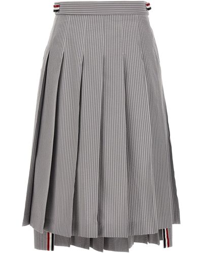 Thom Browne Pleated Midi Skirt Skirts - Gray