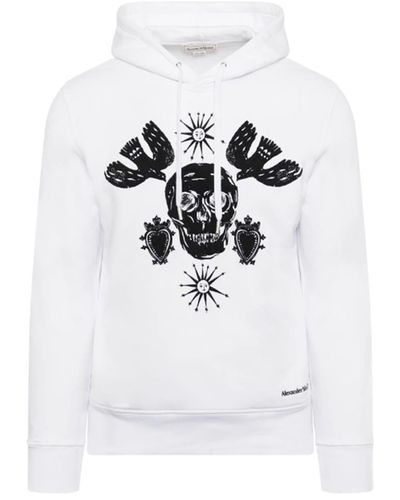 Alexander McQueen Cotton Logo Hooded Sweatshirt - White