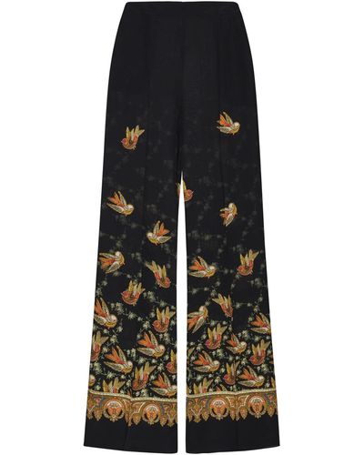 Etro Lucy Print Silk Trousers - Black