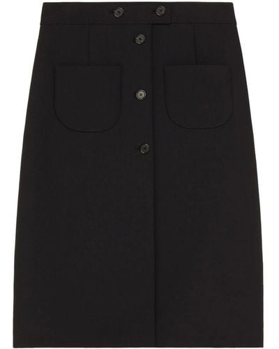 Courreges Double Pockets Crepe Skirt - Black