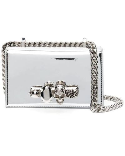 Alexander McQueen Mini Jewelled Satchel Bag - White