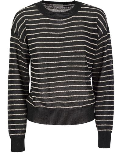 Brunello Cucinelli Sequin Striped Sweater - Black