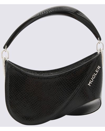 Mugler Leather Curve Shoulder Bag - Black