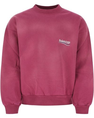 Balenciaga Tyrian Cotton Oversize Sweatshirt - Pink