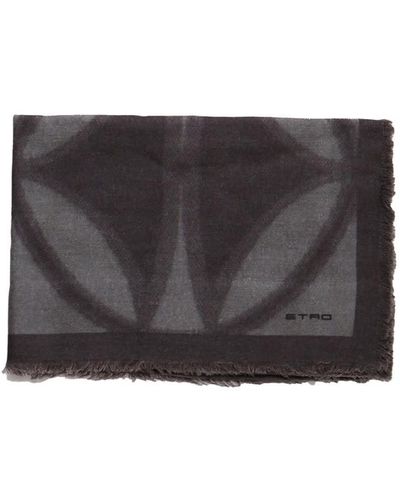 Etro Silk And Cashmere Scarf - Gray