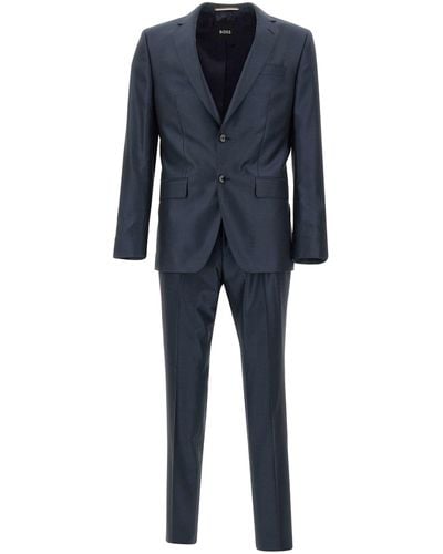 BOSS Fresh Wool And Silk Two-Piece Suit - Blue