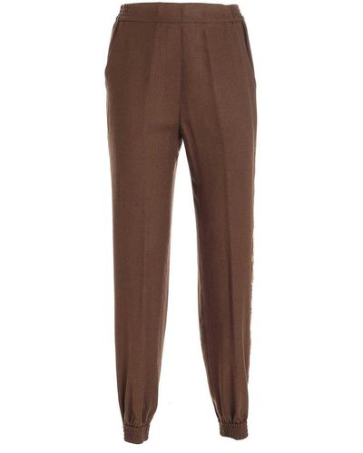 Etro Geometric Embroidered Trousers - Brown