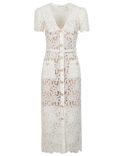 Self-Portrait Lace Midi Dress - White