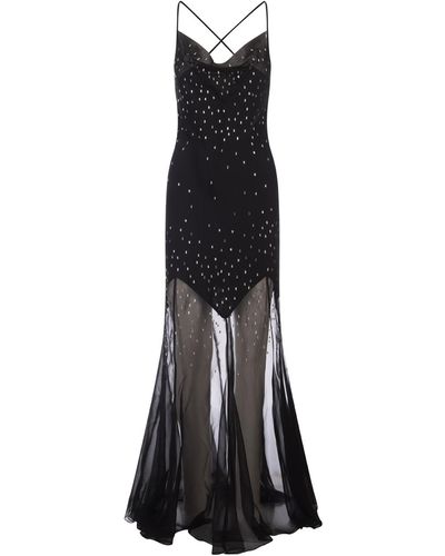 Rabanne Long Dress With Crystals - Black