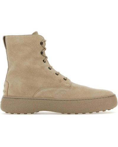 Tod's Sand Suede Ankle Boots - Natural
