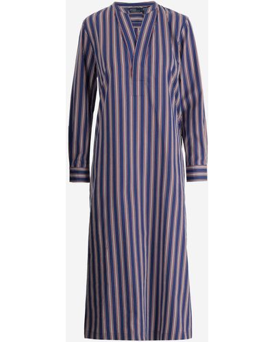 Ralph Lauren Striped Cotton Long Dress - Blue