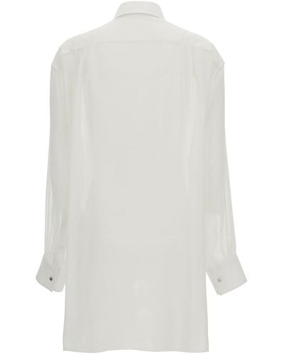 Stella McCartney Oversized White Tuxedo Shirt In Silk Woman