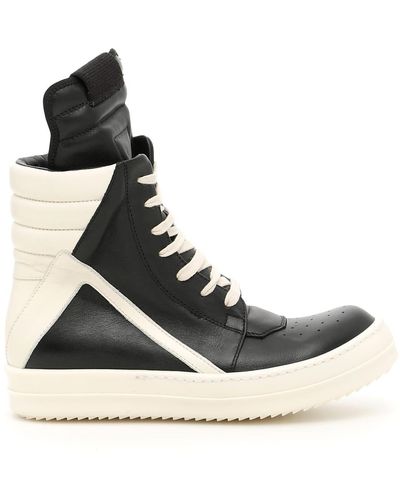 Rick Owens Geobasket Lace-up Leather High-top Sneakers - Black