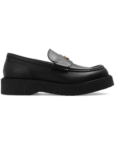 Gucci Logo Plaque Slip-On Loafers - Black