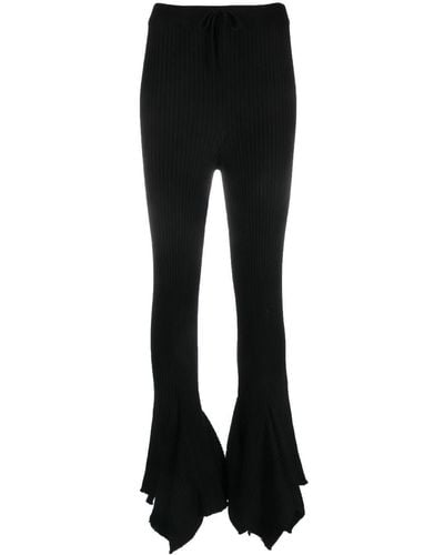 Marques'Almeida Ribbed-knit Flared Trousers - Black