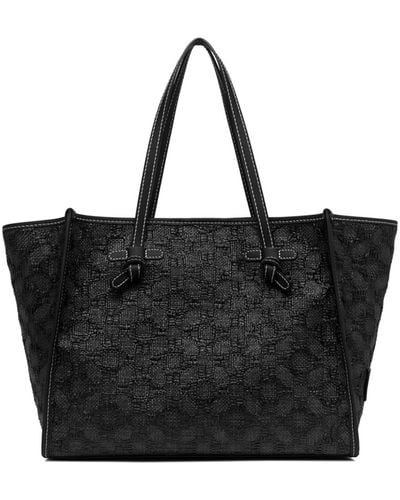 Gianni Chiarini Marcella Woven Straw Shopping Bag - Black