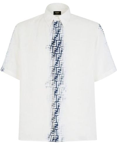 Fendi Shirt Cam Ov Hita Print Linen Sh - White