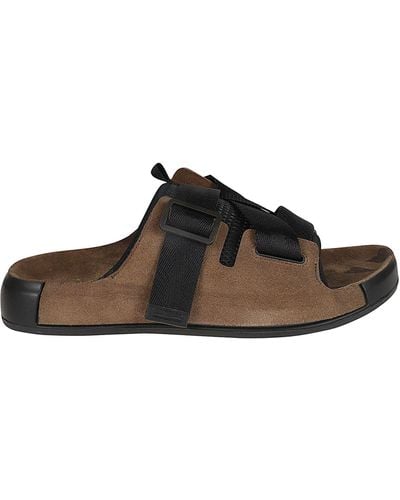 Stone Island Shadow Project Strapped Sliders - Brown