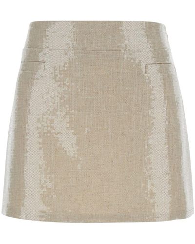 FEDERICA TOSI Biege Mini Skirt With Sequins - Natural