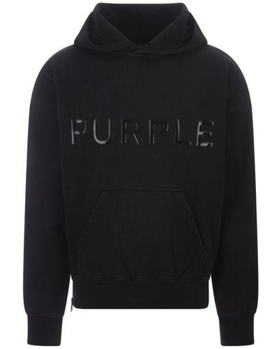 Purple Brand Hoodie With Shiny Logo - Black