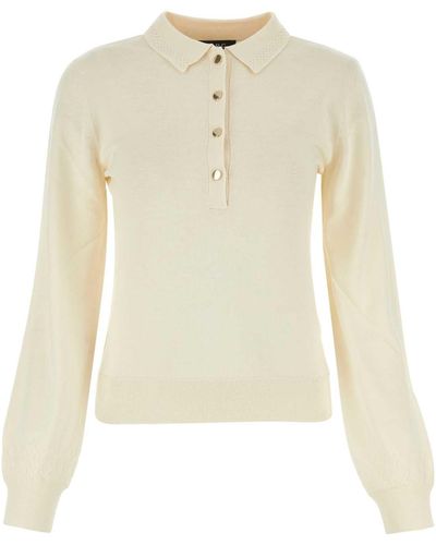 A.P.C. Ivory Silk Blend Aurlaine Polo Shirt - White