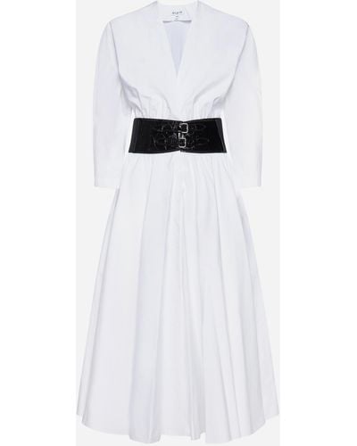 Alaïa Belted Cotton Dress - White