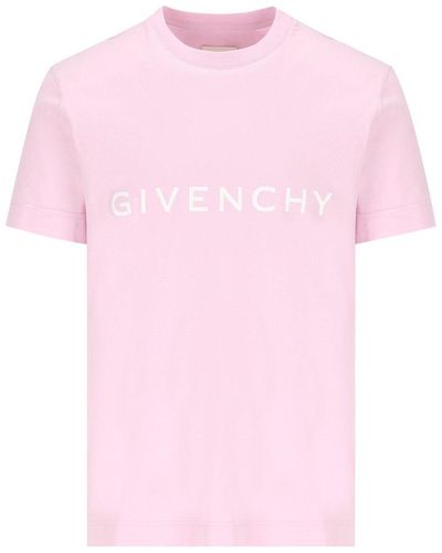 Givenchy Logo Printed Crewneck T-Shirt - Pink