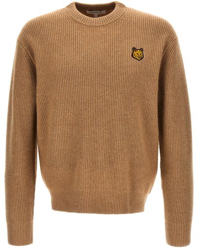 Maison Kitsuné Tonal Fox Sweater, Cardigans - Brown