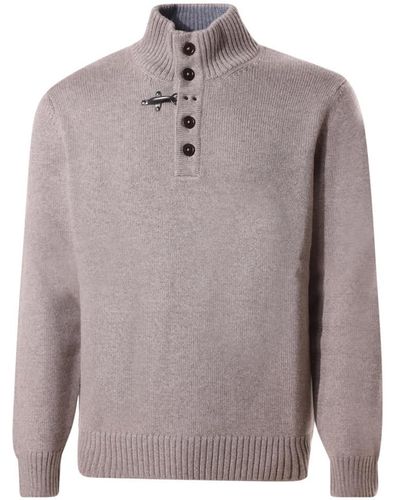 Fay High Neck Jumper With Hook - Grey