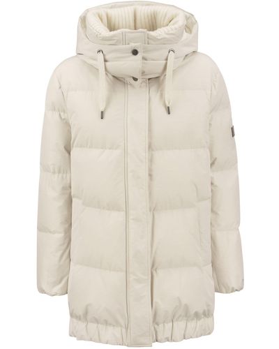 Brunello Cucinelli Water-repellent Taffeta Down Jacket With Precious Patch And Detachable Hood - Natural