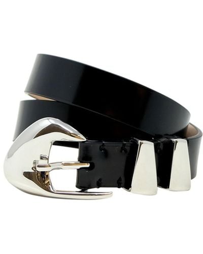BY FAR Black Patent Leather Moore Belt