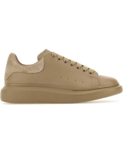 Alexander McQueen Leather Trainers With Leather Heel - Brown