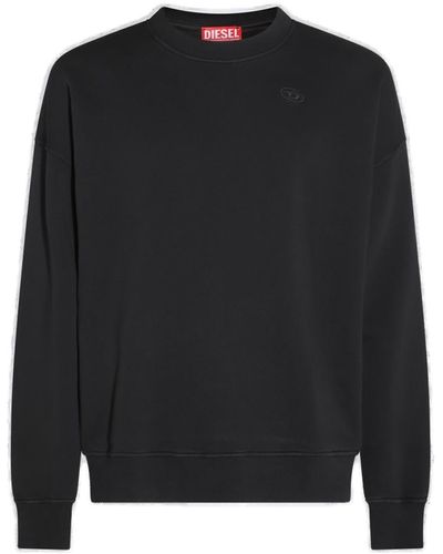 DIESEL S-strapoval Ripped-detail Sweatshirt - Black