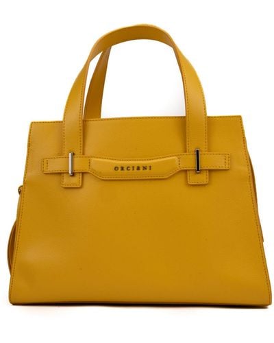 Orciani Posh Medium Leather Handbag - Yellow