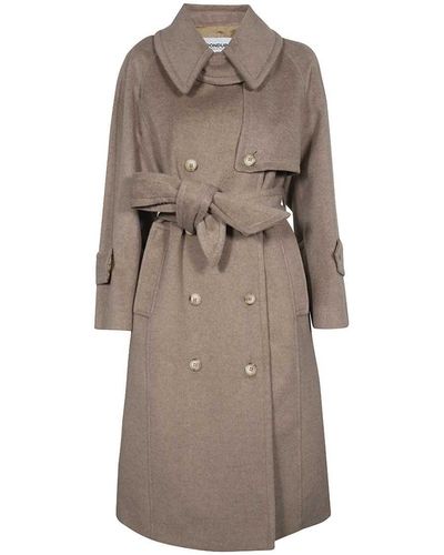 Dondup Double-Breasted Wool Coat - Natural