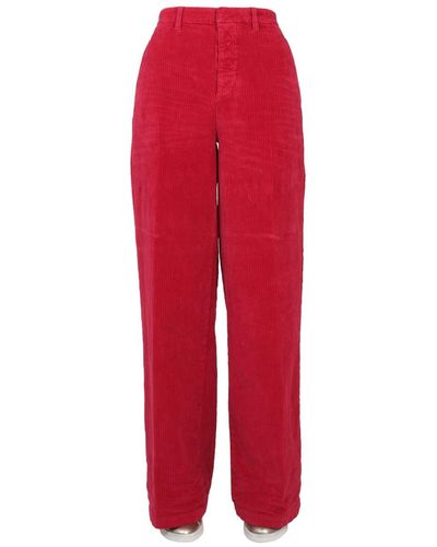 DSquared² Ribbed Wide Leg Trousers - Red