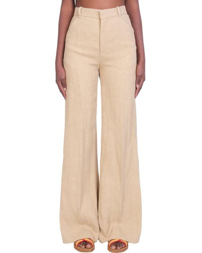Chloé Trousers In Beige Linen - Natural