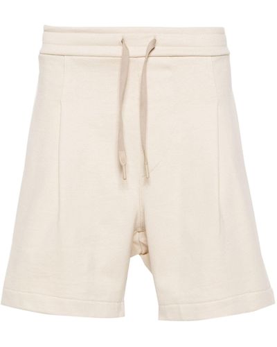 A PAPER KID Cream Cotton Track Shorts - Natural