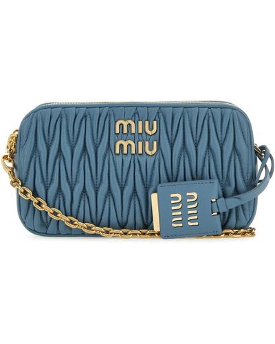 Miu Miu Teal Green Nappa Leather Mini Crossbody Bag - Blue