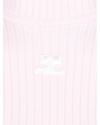 Courreges Logo Ribbed Top - Pink