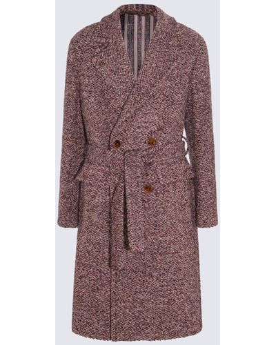 Etro Dark Pink Wool Coat - Brown