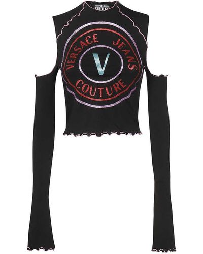 Versace Jeans Couture Long Sleeve Crop Top - Black