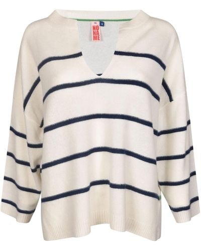 No Name Stripe Sweater - White