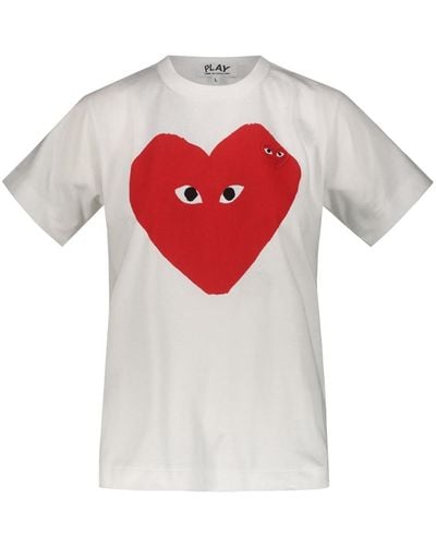 COMME DES GARÇONS PLAY White T-shirt With Printed Red Heart Clothing