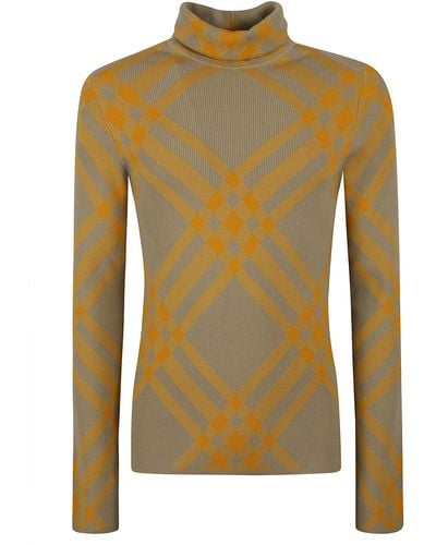 Burberry Knit Roll Neck Sweatshirt - Yellow
